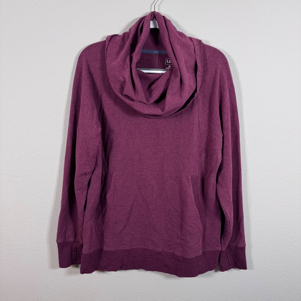 LL Bean Cowl Neck Pullover Sweatshirt Burgundy Outdoor Cabincore Women's XL